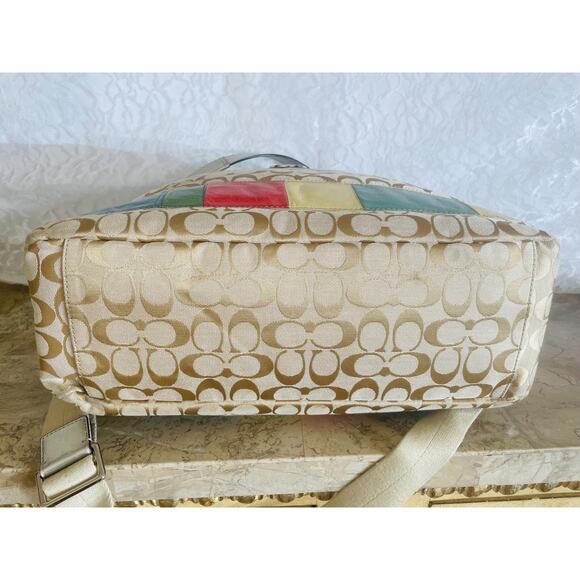 Vtg coach Large diaper bag canvas multicolored mosaic tote shoulder bag - Picture 5 of 10